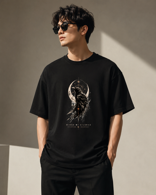 Wings of Silence Raven Graphic T-Shirt