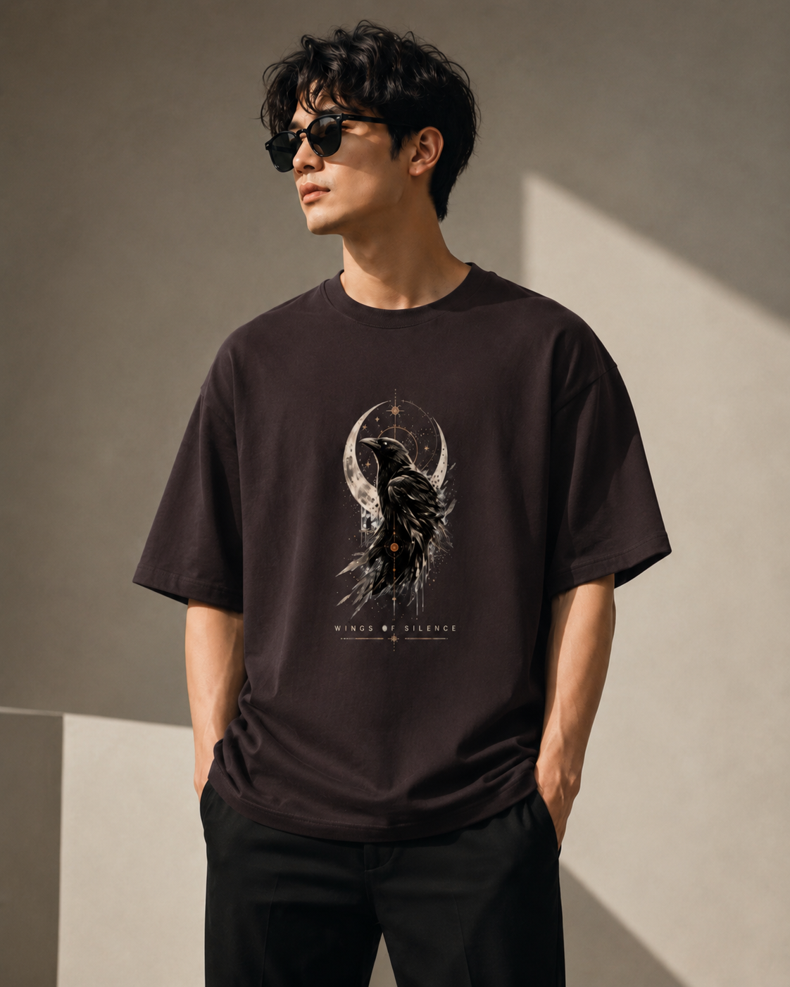 Wings of Silence Raven Graphic T-Shirt