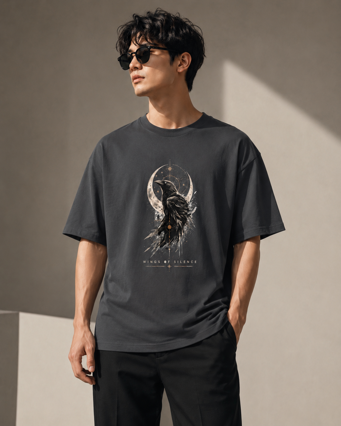 Wings of Silence Raven Graphic T-Shirt